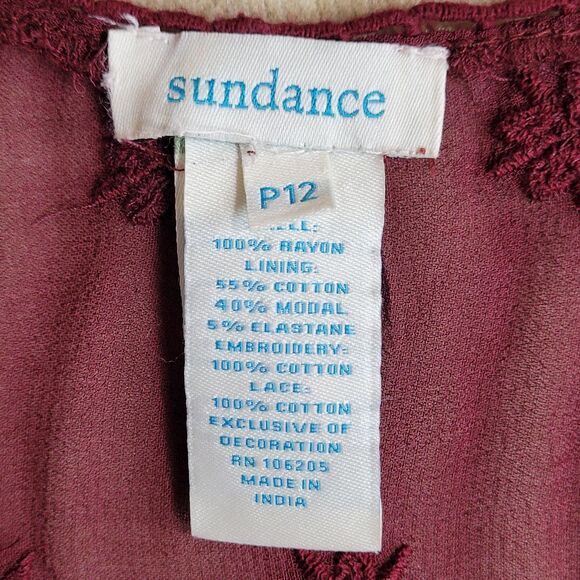 Sundance Midi Dress Womens 12P Red Crochet Embroidery Boho Dark Fairy Whimsigoth - Picture 10 of 12